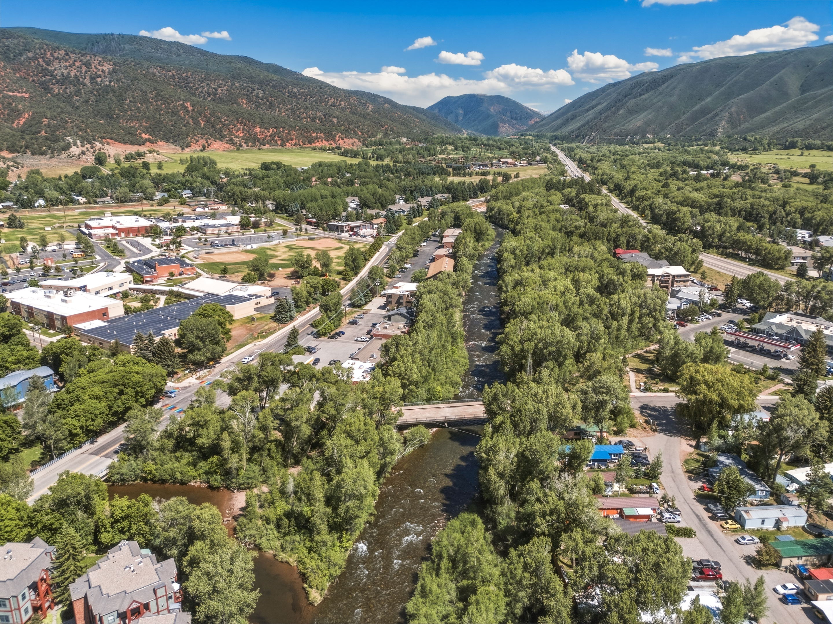 Aerial view of Basalt and the Roaring Fork Valley