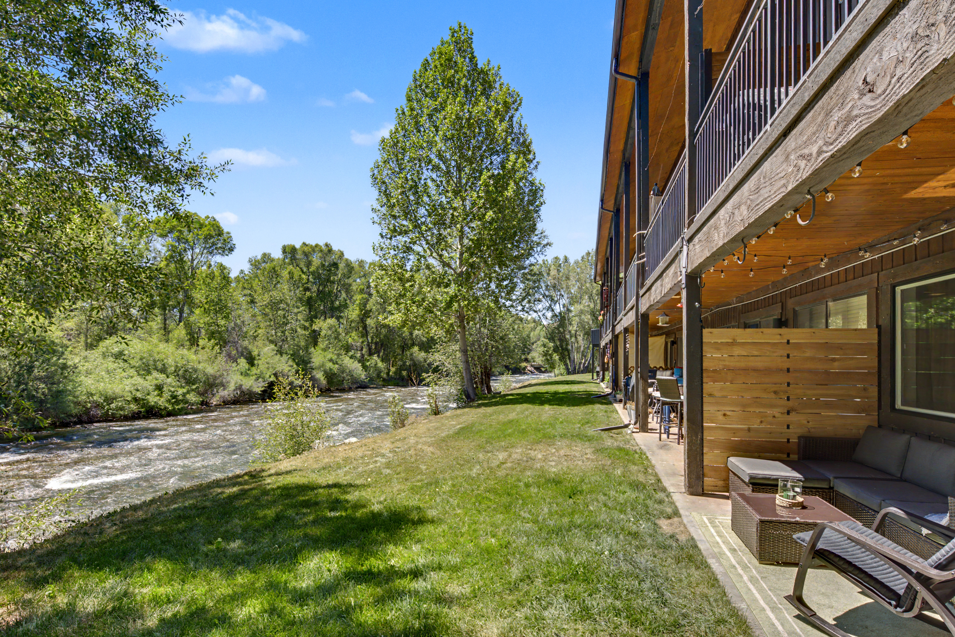 Riverfront yard along the Roaring Fork